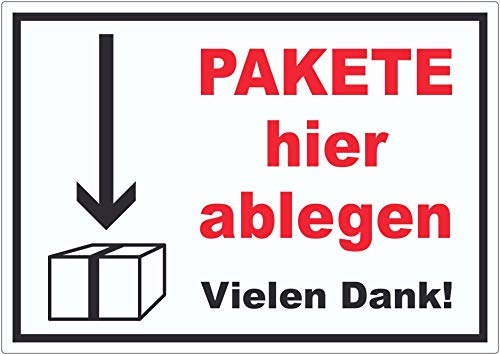 Pakete hier ablegen Aufkleber A5 (148x210mm) von HB-Druck