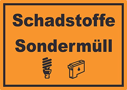 Schadstoffe Sondermüll Mülltrennung Aufkleber Text Symbol Lack Tinte waagerecht A5 (148x210mm) von HB-Druck