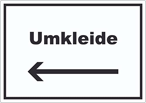 Umkleide Aufkleber mit Text und Richtungspfeil links Ankleide Kabine waagerecht A4 (210x297mm) von HB-Druck