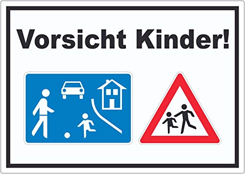 Vorsicht Kinder Spielstrasse Aufkleber A4 (210x297mm) von HB-Druck