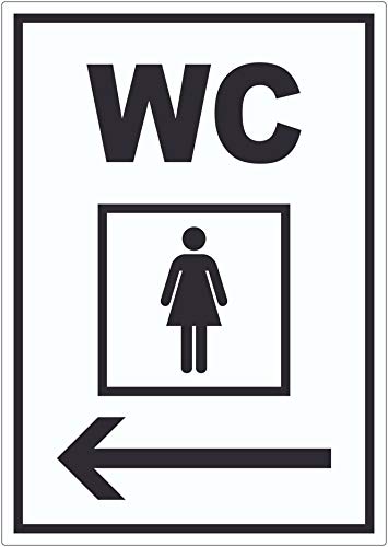 WC Damen mit Pfeil nach links Aufkleber A3 (297x420mm) von HB-Druck