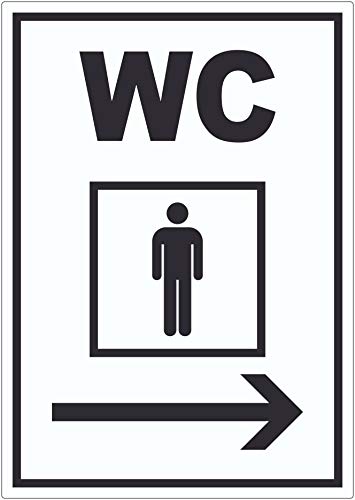 WC Herren mit Pfeil nach rechts Aufkleber A3 (297x420mm) von HB-Druck