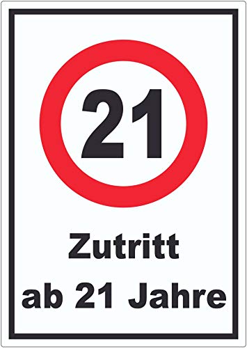 Zutritt ab 21 Jahre Aufkleber A4 (210x297mm) von HB-Druck