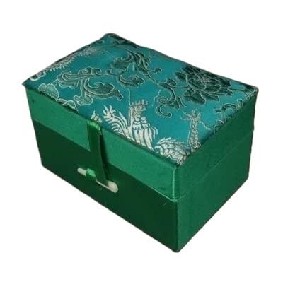 Chinese Vintage Brokat Schmuck Sammlung Box, 4,13 x 2,56 x 2,56 Zoll Chinesische Schmuckschatulle aus Seidenbrokat, mit Baumwolle gefüllt, Vintage-Geschenkverpackung, Aufbewahrungsbox for Armbänder un von HBALDTEDC