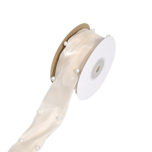 Geschenkband, Satin-Perlenband, doppellagig, Satinband, Dekoband for Hochzeit, Geburtstag, Weihnachten, Basteln, Kuchen, Geschenkverpackungen(Beige) von HBALDTEDC