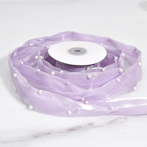 Geschenkband, Satin-Perlenband, doppellagig, Satinband, Dekoband for Hochzeit, Geburtstag, Weihnachten, Basteln, Kuchen, Geschenkverpackungen(Purple) von HBALDTEDC