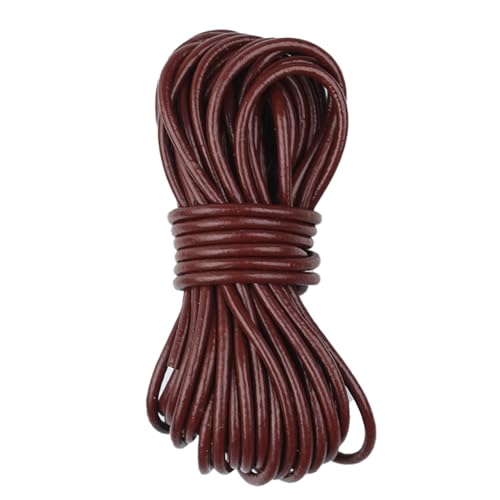 Lederschnur Rund 2mm×5m,Lederband Lederriemen Classic Kette,Lederschnur Lederband aus echt Leder für DIY Schmuck Wie Armbänder Handwerk Schlüsselband Armband Schmuck,Halsketten-Braun von HBERCAI