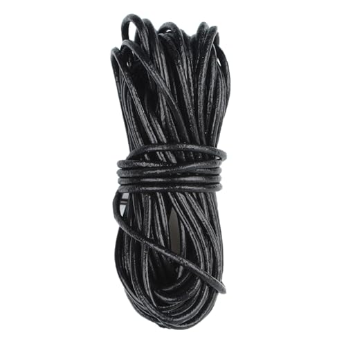 Lederschnur Rund 2mm×5m,Lederband Lederriemen Classic Kette,Lederschnur Lederband aus echt Leder für DIY Schmuck Wie Armbänder Handwerk Schlüsselband Armband Schmuck,Halsketten-Schwarz von HBERCAI