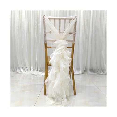 HBGRVCKS Hochzeitsdekoration, Stühle mit gerüschtem Chiffon-Bezug, Stuhlbezug, Milchtüll, Hotel, Hochzeit, Bankett, Stuhldekoration, Hochzeit, besondere Anlässe (Beige) von HBGRVCKS