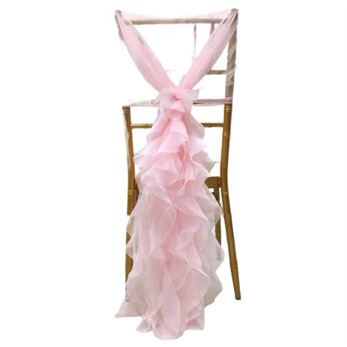 HBGRVCKS Hochzeitsdekoration, Stühle mit gerüschtem Chiffon-Bezug, Stuhlbezug, Milchtüll, Hotel, Hochzeit, Bankett, Stuhldekoration, Hochzeit, besondere Anlässe (Rosa) von HBGRVCKS