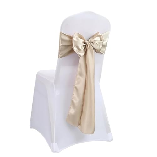 HBGRVCKS Hochzeitsdekoration, Stuhlschärpe, Satin, Stuhl-Schärpe, Stuhl-Schärpe, Schleife, Band, Geburtstagsparty, Hotel, Display, glitzernde Farbe, Bankett-Dekoration (Beige 2, 17 cm x 275 cm, 50 von HBGRVCKS