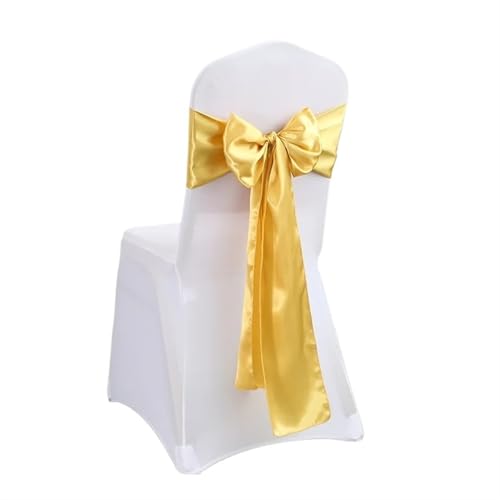 HBGRVCKS Hochzeitsdekoration, Stuhlschärpe, Satin, Stuhl-Schärpe, Stuhl-Schärpe, Schleife, Band, Geburtstagsparty, Hotel, glitzernde Farbe, Bankett-Dekoration (Gold, 17 x 275 cm, 100 Stück) von HBGRVCKS