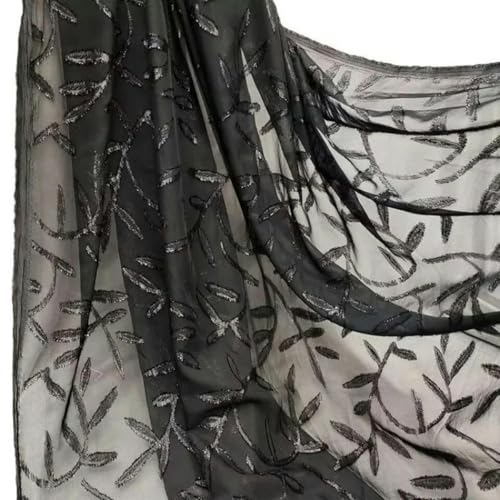 1 m x 1,5 m Metallic-Chiffon, heller Seidenflockstoff, afrikanischer Spitzenstoff, Spitzenstoff für DIY-Kleidungs- und Kleiderdekor-01-1 Meter von HBKUHIUT