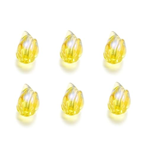 10/20 Stück Tulpenblumen-Lampwork-Perlen, mehrfarbige lose Acrylperlen für die Herstellung von DIY-Armbändern und Schmuck, gelb, 10 Stück von HBKUHIUT