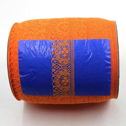 10 Yards 40 mm weißes Spitzenband, Spitzenbesatz, DIY bestickt zum Nähen, Dekoration, afrikanischer Spitzenstoff, Orange, 10 Yards von HBKUHIUT