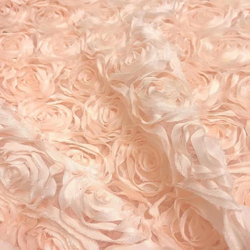 100 * 130 cm 3D Rosen Blumen Stoff Spitze Handwerk Kleid Hochzeit Party Teppich Hintergrund Dekoration Patchwork Nähen -Light pink orange-1 Meter von HBKUHIUT