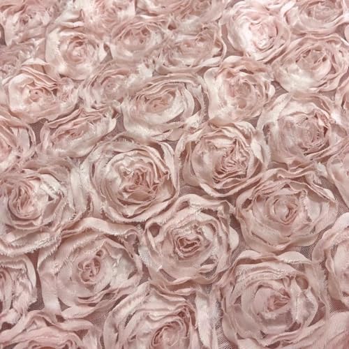 100 * 130 cm 3D Rosen Blumen Stoff Spitze Handwerk Kleid Hochzeit Party Teppich Hintergrund Dekoration Patchwork Nähen -Meat powder-1 Meter von HBKUHIUT