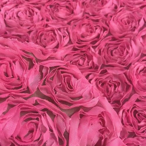 100 * 130 cm 3D Rosen Blumen Stoff Spitze Handwerk Kleid Hochzeit Party Teppich Hintergrund Dekoration Patchwork Nähen -Rose rot-1 Meter von HBKUHIUT