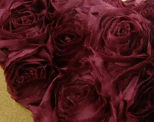 100 * 130 cm 3D Rosen Blumen Stoff Spitze Handwerk Kleid Hochzeit Party Teppich Hintergrund Dekoration Patchwork Nähen -Wine red-1 Meter von HBKUHIUT