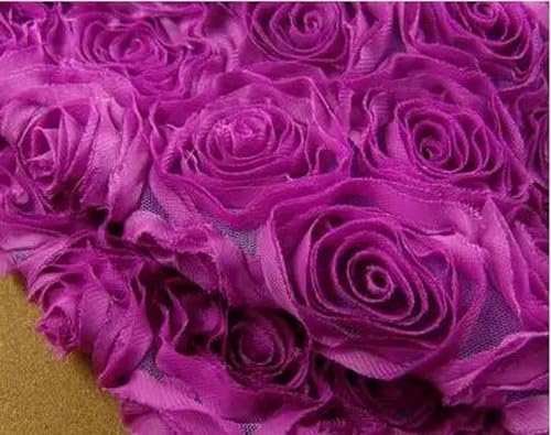 100 * 130 cm 3D Rosen Blumen Stoff Spitze Handwerk Kleid Hochzeit Party Teppich Hintergrund Dekoration Patchwork Nähen -lila-1 Meter von HBKUHIUT