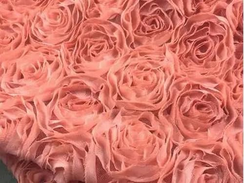 100 * 130 cm 3D Rosen Blumen Stoff Spitze Handwerk Kleid Hochzeit Party Teppich Hintergrund Dekoration Patchwork Nähen -orange-1 Meter von HBKUHIUT