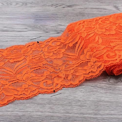 15 cm breiter Spitzenstoff, elastisches Spitzenband, 1 Meter, zum Selbermachen, Bekleidung, Nähen, handgefertigtes Kunsthandwerk, Spitzenband, Orange, 1 Meter Länge von HBKUHIUT