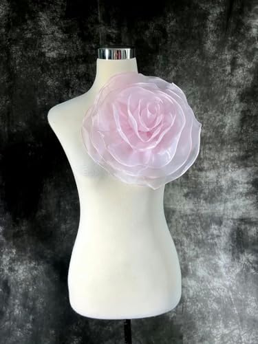 26 cm großer Spitzenaufnäher und Applikationen mit Blumenmuster zum Aufnähen auf Hochzeitskleider, Nähapplikationen, A rosa von HBKUHIUT