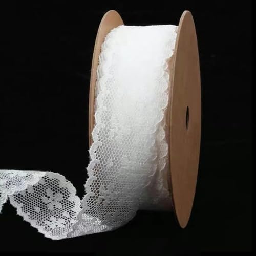 5 Meter Spitzenband, 25 mm, weißer Stoff zum Verpacken von Geschenken, Weihnachts- und Hochzeitsdekoration, DIY-Basteln, elastische Spitze, Nähzubehör, Spitze, 1–5 Meter von HBKUHIUT