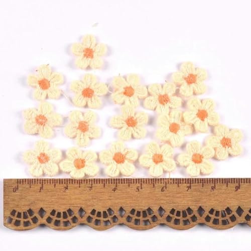 50 Stück/Packung mehrfarbige Spitzen-Blumenapplikationen für DIY-Hüte, Kleidung, Nähzubehör, Kopfbedeckungen, Dekor, Aufklebbare Patches, 15 mm, CP3374-Beige von HBKUHIUT