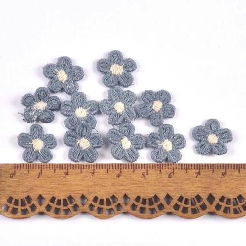 50 Stück/Packung mehrfarbige Spitzen-Blumenapplikationen für DIY-Hüte, Kleidung, Nähzubehör, Kopfbedeckungen, Dekor, Aufklebbare Patches, 15 mm, CP3374-Blau von HBKUHIUT