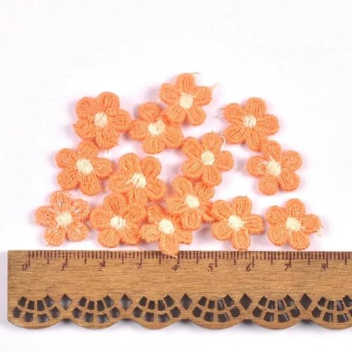 50 Stück/Packung mehrfarbige Spitzen-Blumenapplikationen für DIY-Hüte, Kleidung, Nähzubehör, Kopfbedeckungen, Dekor, Aufklebbare Patches, 15 mm, CP3374-Orange von HBKUHIUT