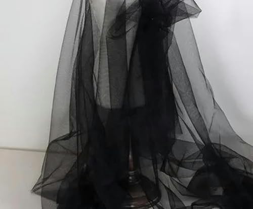 Leichter Gaze-Nebel-Netzstoff, weiches, zartes Garn für DIY-Hintergrundschleier, Hochzeitskleid, Feen-Tüll-Dekoration, P156-Schwarz-L 100 cm x B 160 cm von HBKUHIUT