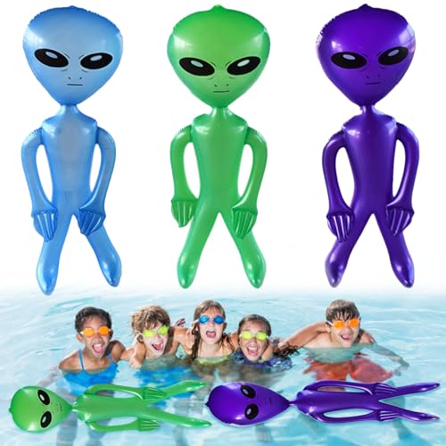 3Pcs Aufblasbares Alien Spielzeug, 90cm Alien-Ballon, Aufblasbarer Alien, Aufblasbare Alien Requisiten, Alien-Party-Dekorationen, Alien-Schlauchboote, Aufblasbare Halloween Alien, Für Party Favors von HBSFBH