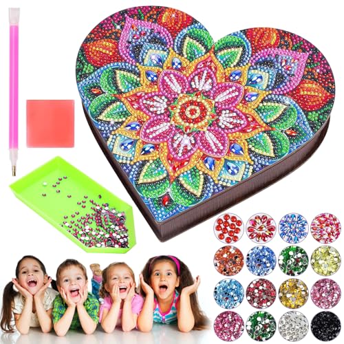 Diamond Painting Schmuckkästchen, Kreatives DIY Diamond Art Bastelset, Diamond Painting Schmuckschatulle, Mandala Veranstalter Storage Box, Schmuckkästchen Holz, für Halsketten, Ohrringe, Ringe von HBSFBH