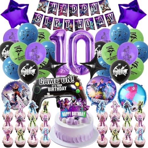 Geburtstagsdeko Kuchendeko Set, Videospiel Party Dekoration Kindergeburtstag, 3D Luftballons Gamer Themen Deko Geburtstag (10) von HBSFBH