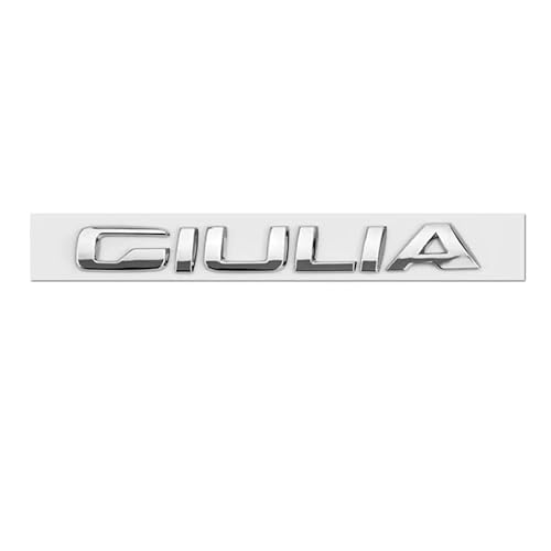 Auto Emblem für Alfa Romeo Giulia 2016 2017 2018, Emblem Buchstaben Schriftzug Abzeichen mit Logo ABS Badge Aufkleber für Auto Vorne Hinten Styling Tuning Sticker Zubehör,Silver-Giulia von HBUNKT