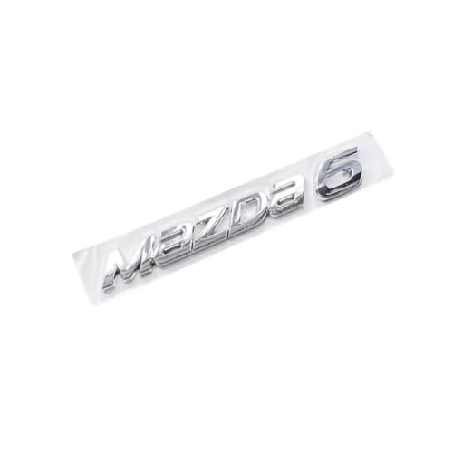 Auto Emblem für Mazda 6 2018-2023, Emblem Buchstaben Schriftzug Abzeichen mit Logo ABS Badge Aufkleber für Auto Vorne Hinten Styling Tuning Sticker Zubehör,Silver-Mazda 6 von HBUNKT