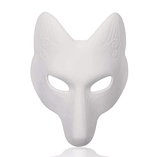 HBWL01 Halloween Fuchs Maske Papier Blank Maske DIY Tier Unlackiert Handwerk Maske für Cosplay Maskerade Partys Kostüm Zubehör, Weiß von HBWL01