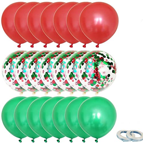 HBell 50pcs Christmas Balloons,12Inch Red and Green Balloons Confetti Balloons Birthday Party Balloons Latex Helium Balloons for Xmas Birthday Wedding Baby Shower Holiday Decoration von HBell