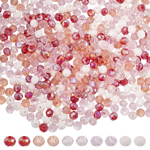 1 Box 500 Stück 6 mm facettierte Kristallperlen rosa Glasperlen Bulk Gemston lose Abstandshalter Mini-Charms Perlen für Armbänder Schmuckherstellung Halskette DIY Handwerk Zubehör von HCAXKFMMXU