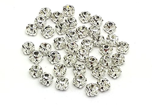 100 x Premium Quality ® Sew on/Glue on Cut Glass Crystals in Silver & Gold Casing, Rhinestones von HCAXKFMMXU