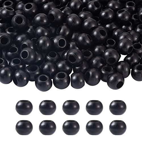 200 Stück schwarze ovale Holzperlen, 12 x 8 mm, gefärbtes Holz, lose Perlen für DIY-Schmuckherstellung, Fass-Schwarz von HCAXKFMMXU