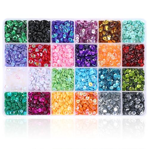 23800 Stück lose Pailletten, 5 mm, Regenbogen-Pailletten, Stickerei-Pailletten mit Löchern, schillernde Pailletten zum Basteln, Pailletten und Spangles zum Basteln, Nähen, DIY, Nägel, Kunst (24 von HCAXKFMMXU