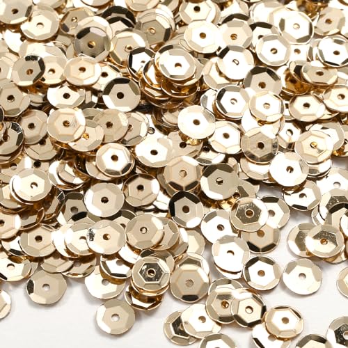 2800 Stück lose Pailletten, grau glitzernde Pailletten, Spangles Pailletten zum Basteln, Nähen, Kleidung, Dekoration, Hochzeit, Weihnachten, 6 mm von HCAXKFMMXU