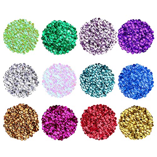 2800 Stück lose Pailletten, grau glitzernde Pailletten, Spangles Pailletten zum Basteln, Nähen, Kleidung, Dekoration, Hochzeit, Weihnachten, 6 mm von HCAXKFMMXU