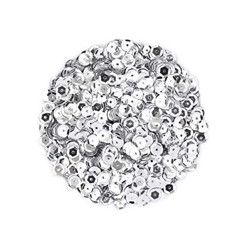 2800 Stück lose Pailletten, grau glitzernde Pailletten, Spangles Pailletten zum Basteln, Nähen, Kleidung, Dekoration, Hochzeit, Weihnachten, 6 mm von HCAXKFMMXU