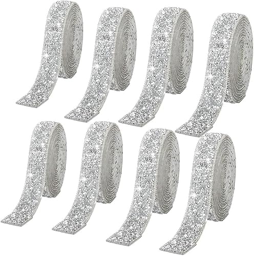 4 Rollen Harz-Strass-Bänder, selbstklebend, Kristallband, Glitzer-Harz-Diamantgürtel, glitzerndes Diamantband, Glitzer-Aufkleber, Kristallrolle für Bastelarbeiten, Schwarz AB, 15 mm von HCAXKFMMXU