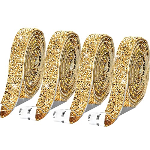 4 Rollen Harz-Strass-Bänder, selbstklebend, Kristallband, Glitzer-Harz-Diamantgürtel, glitzerndes Diamantband, Glitzer-Aufkleber, Kristallrolle für Bastelarbeiten, Schwarz AB, 15 mm von HCAXKFMMXU