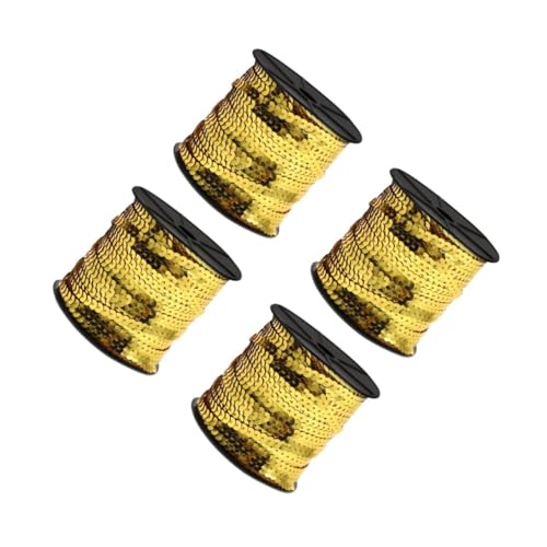 4 Rollen goldene flache Paillettenstreifen Pailletten Dekoration Fransen Goldbesatz Paillettenband Zierband Gold Handwerk Trim Paillettenband zum Nähen Gold Pailletten Trim Nähen Pailletten Trim von HCAXKFMMXU