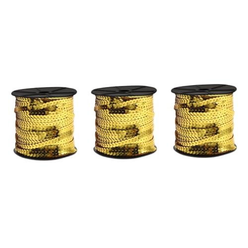 4 Rollen goldene flache Paillettenstreifen Pailletten Dekoration Fransen Goldbesatz Paillettenband Zierband Gold Handwerk Trim Paillettenband zum Nähen Gold Pailletten Trim Nähen Pailletten Trim von HCAXKFMMXU